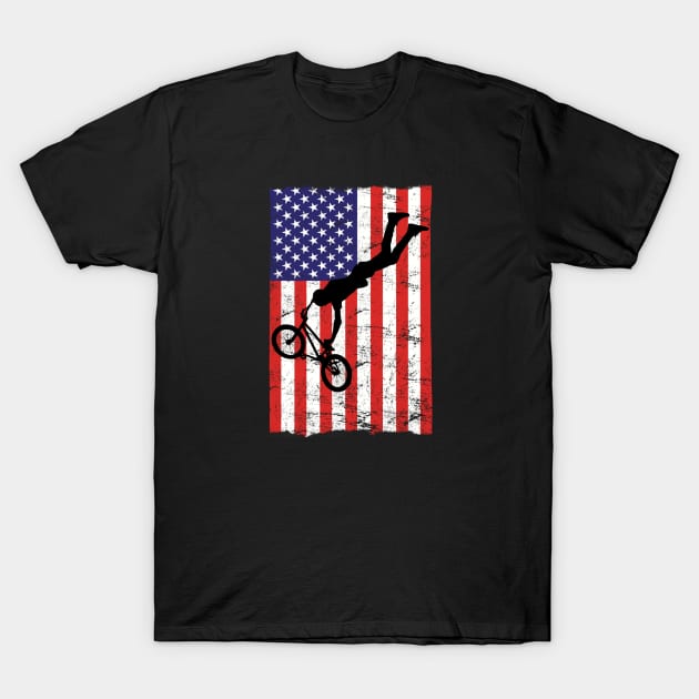 BMX - BMX Biking USA Flag T-Shirt by Kudostees